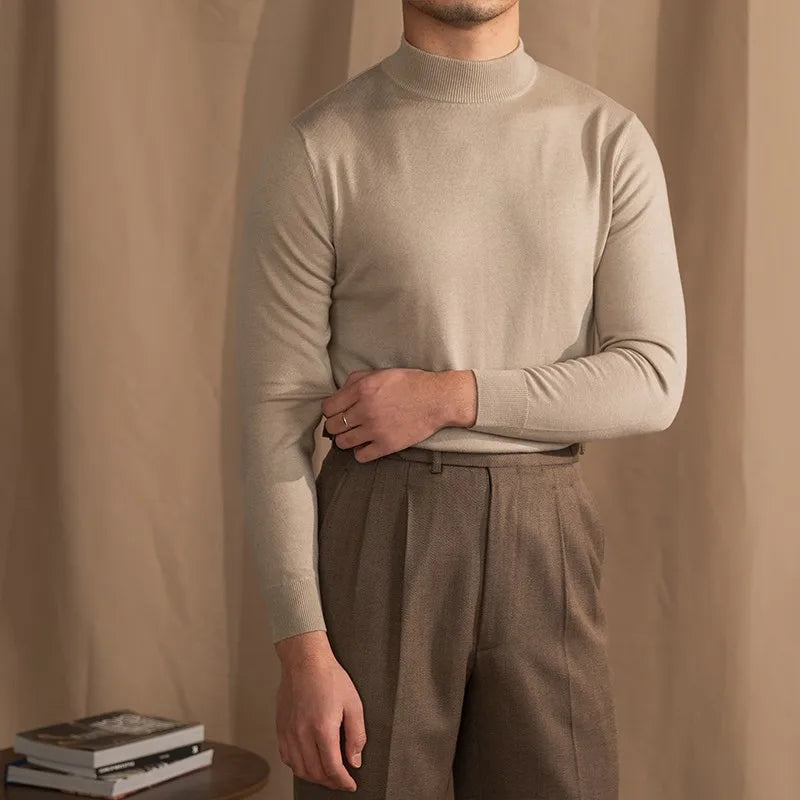 Slim fit wool sweater with turtleneck