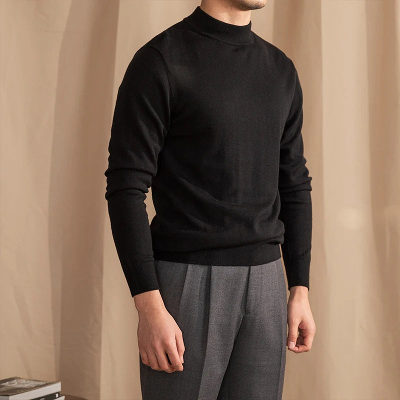 Slim fit wool sweater with turtleneck