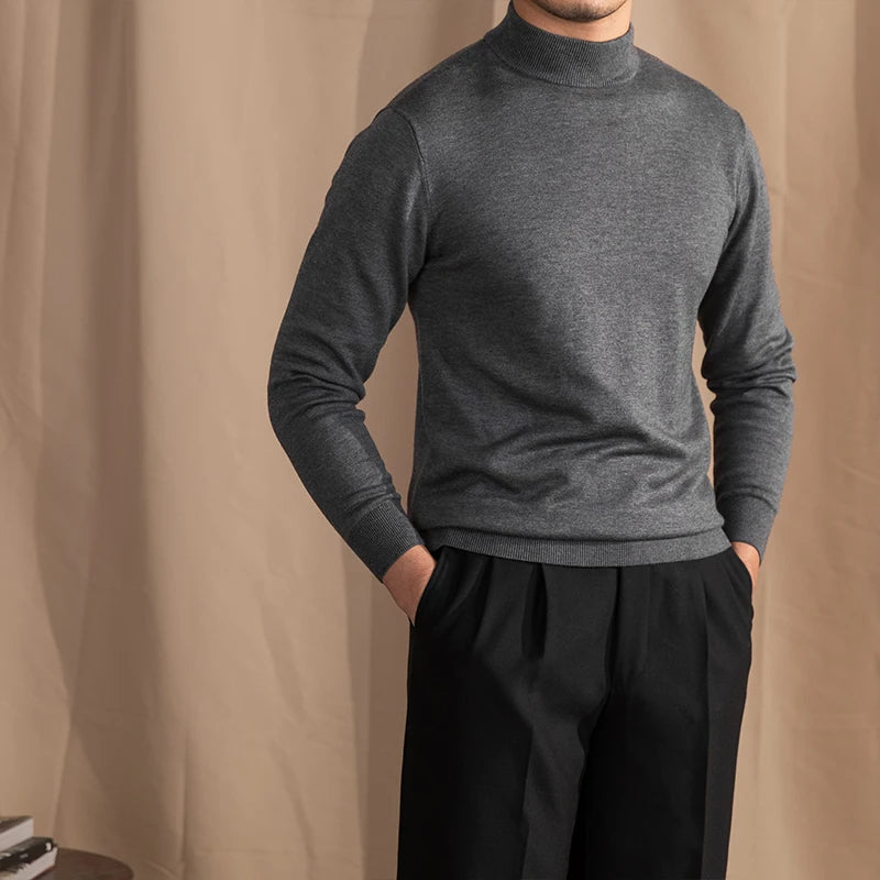 Slim fit wool sweater with turtleneck