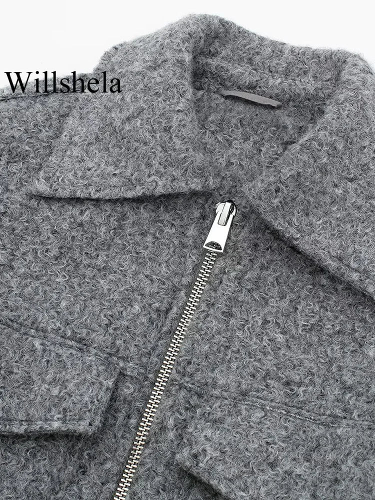 Grey Zip Jacket with Lapel