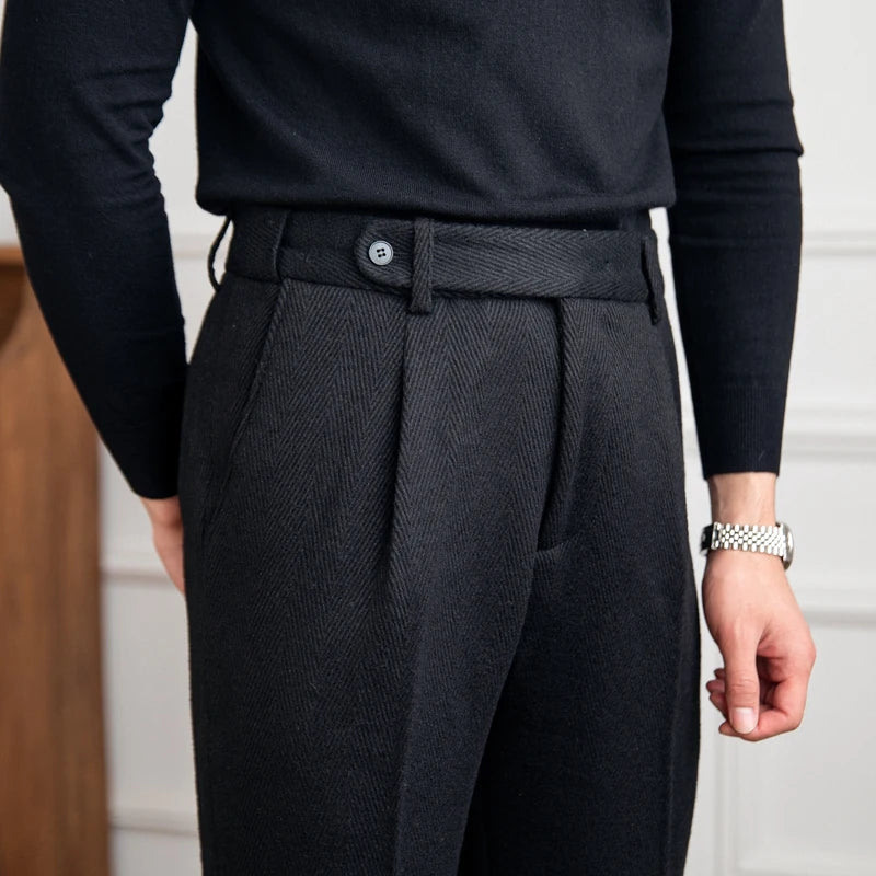 Herringbone Wool Trousers