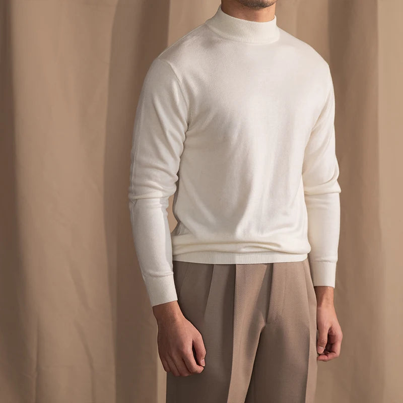 Slim fit wool sweater with turtleneck