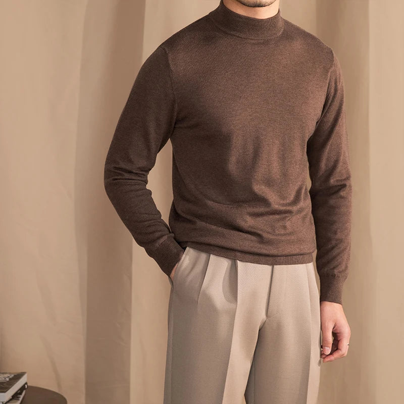 Slim fit wool sweater with turtleneck