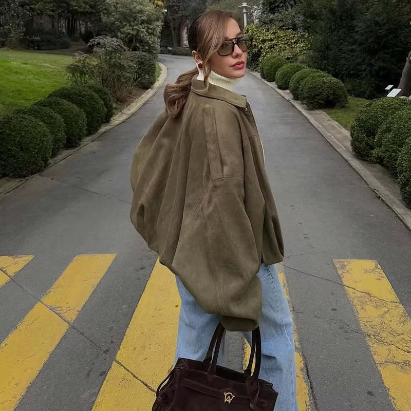 Oversized suede jacket