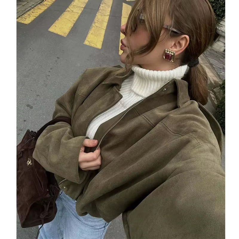 Oversized suede jacket