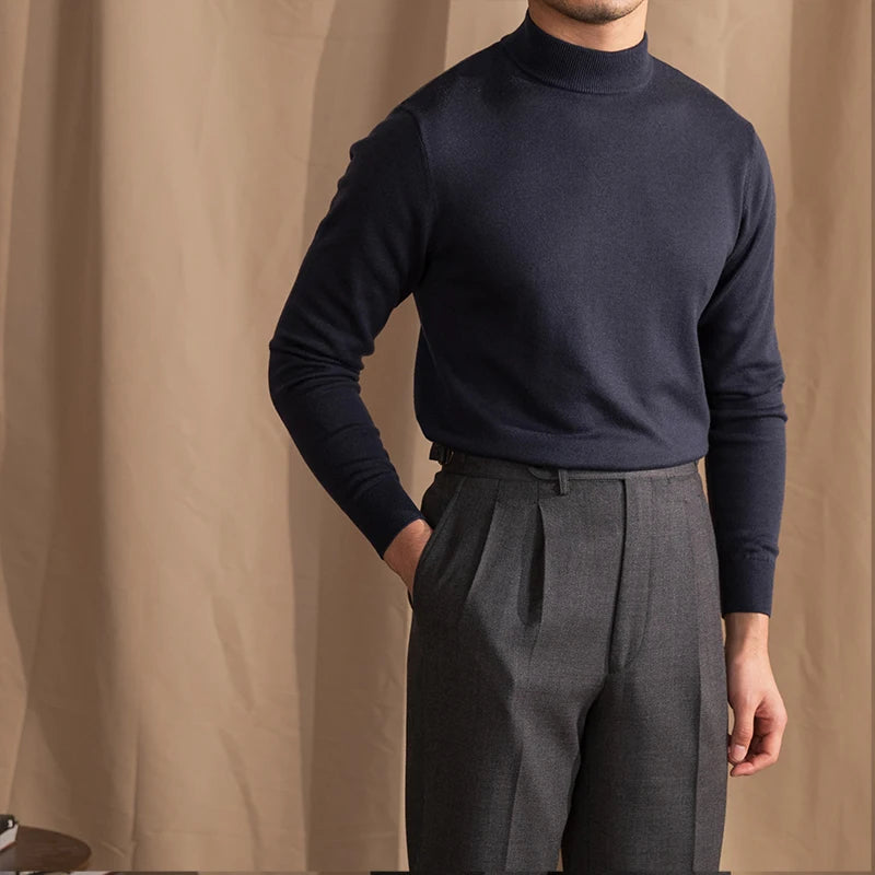 Slim fit wool sweater with turtleneck