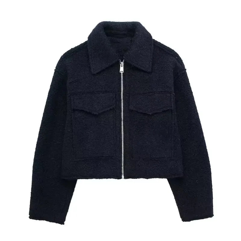 Grey Zip Jacket with Lapel
