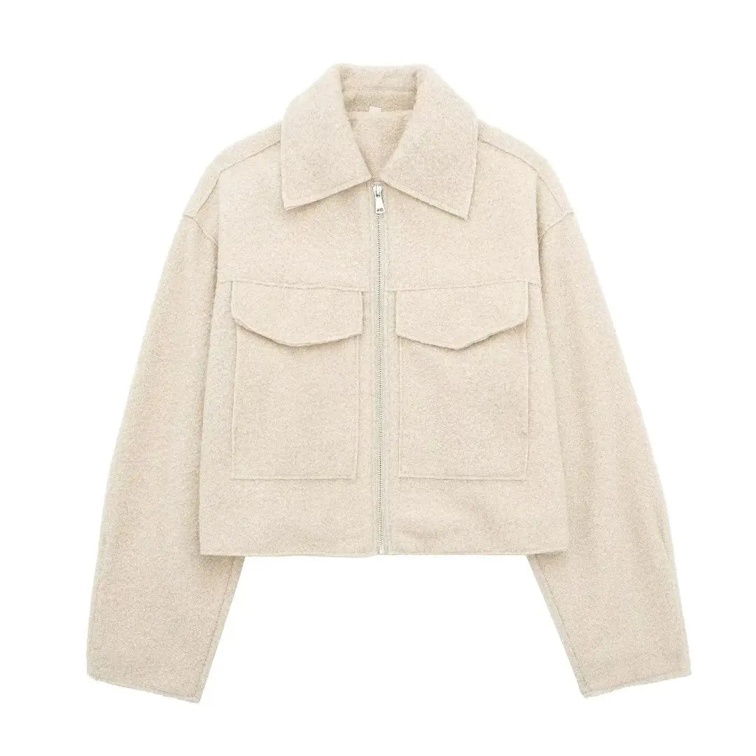 Grey Zip Jacket with Lapel