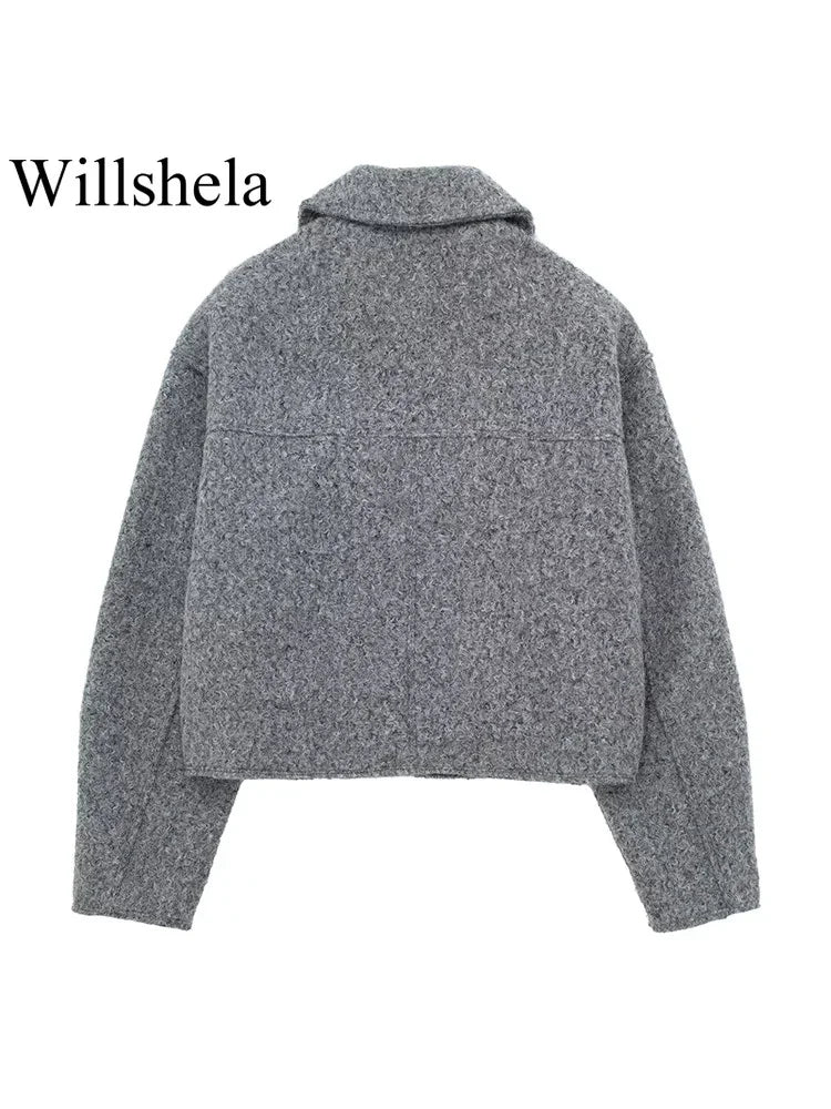 Grey Zip Jacket with Lapel
