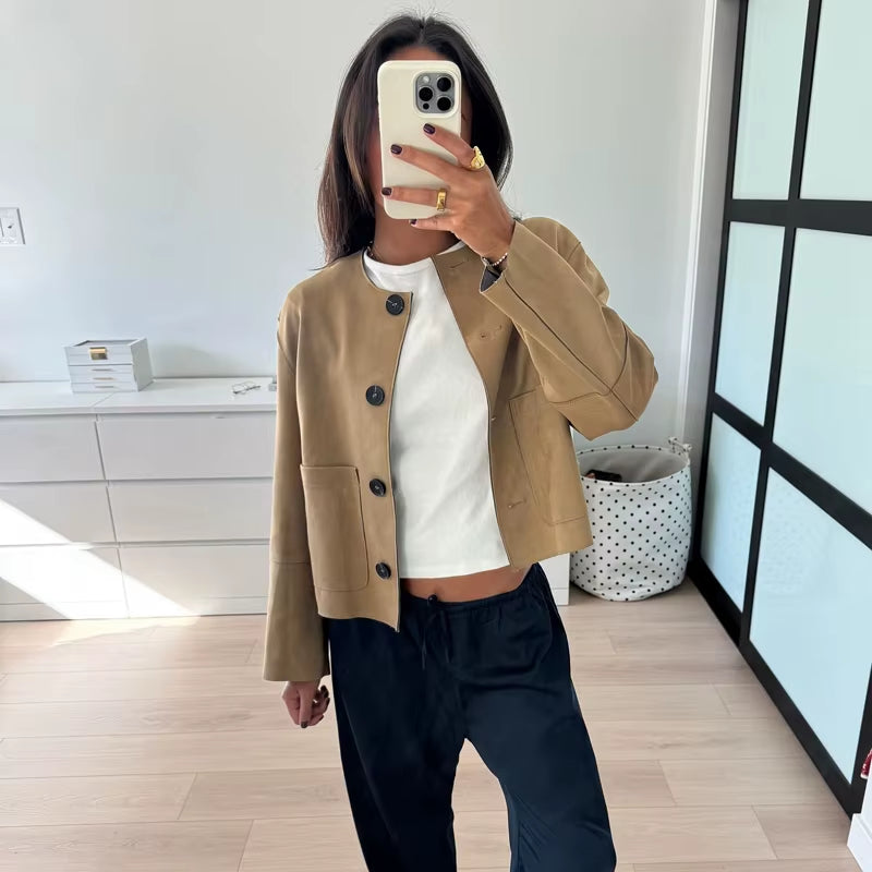 Suede bomber jacket