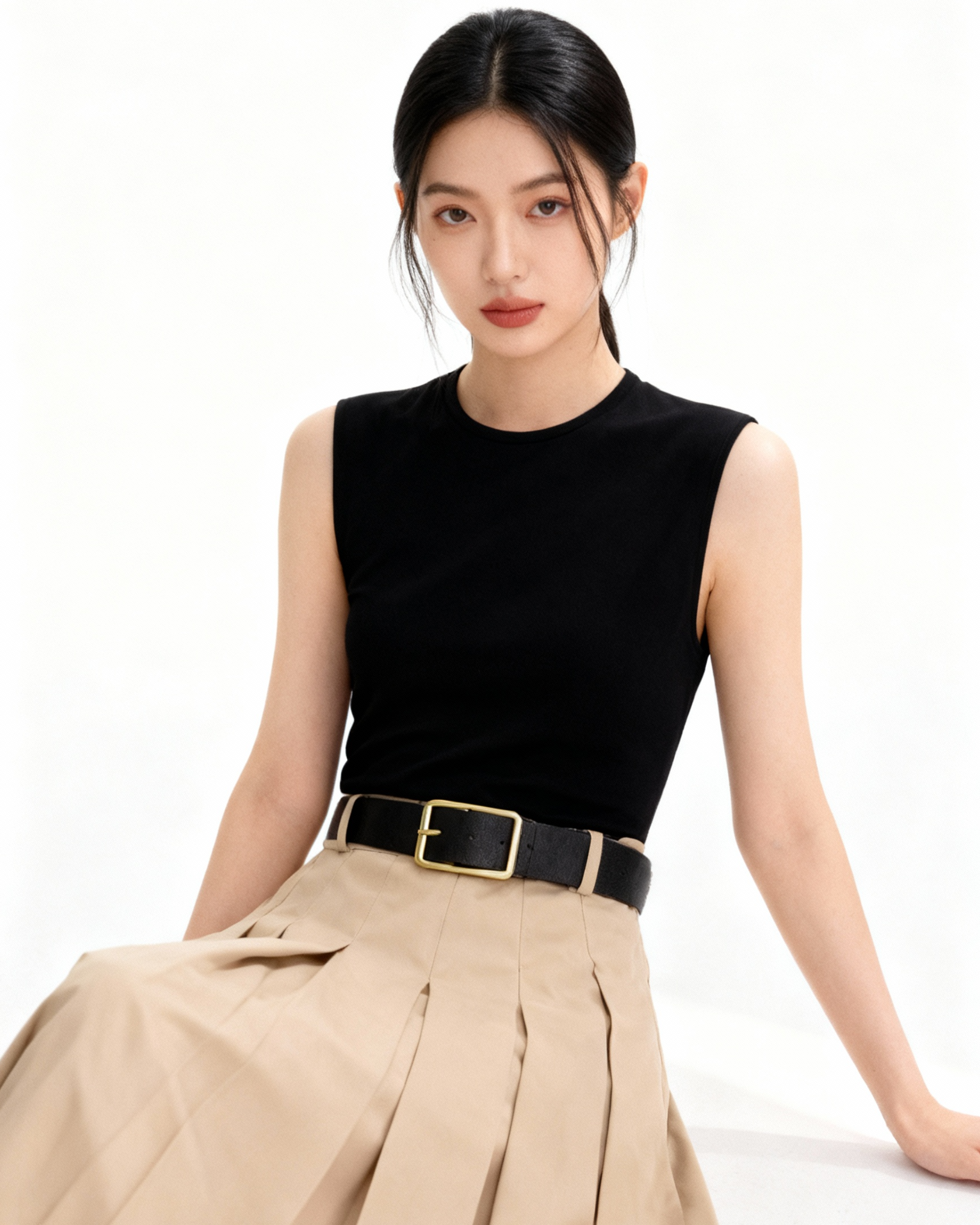 Sleeveless Pleated Midi Dress