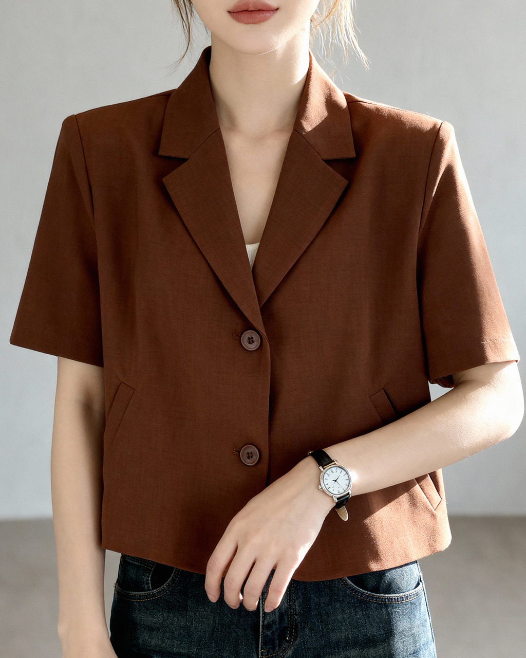 Short Sleeve Blazer Jacket
