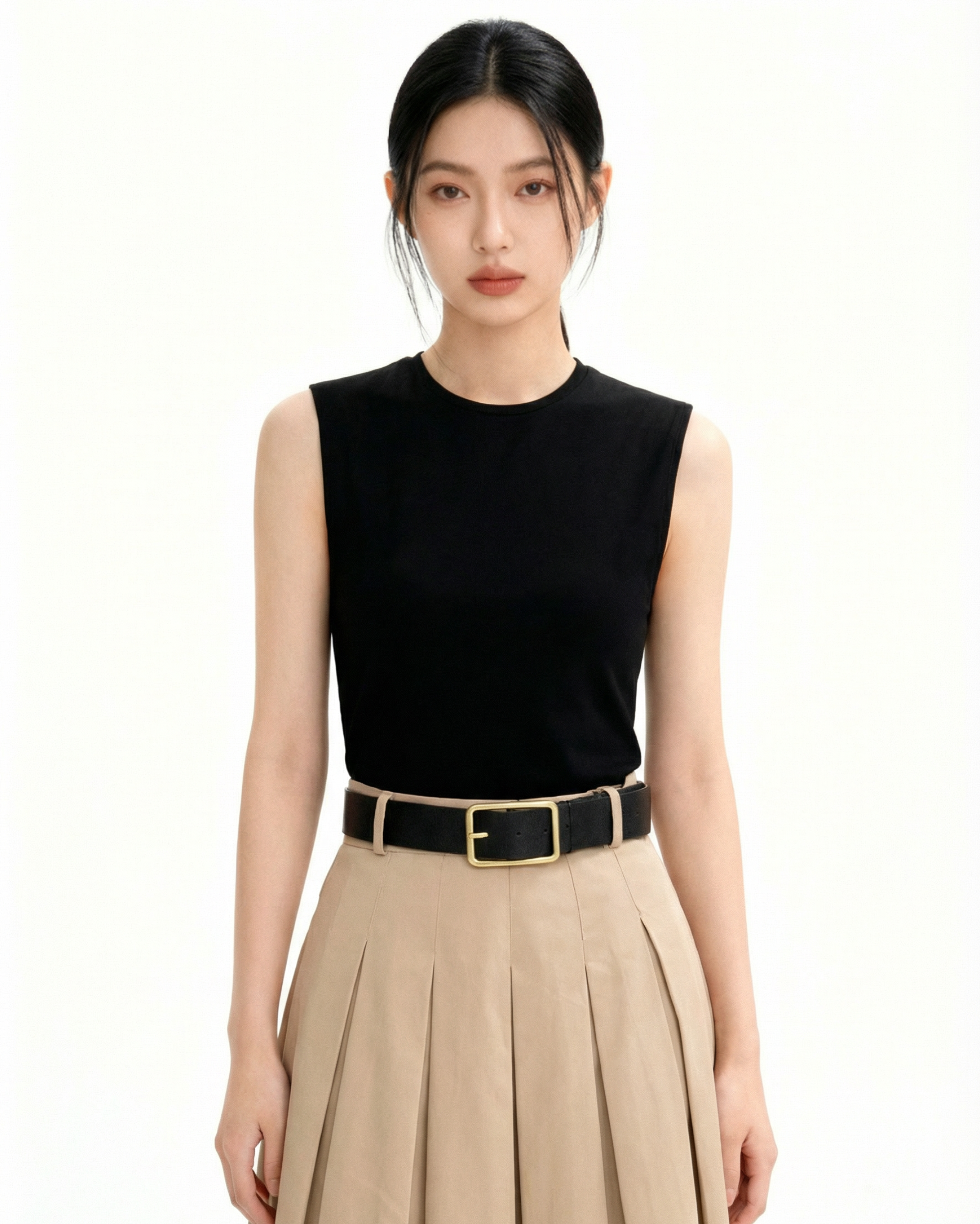 Sleeveless Pleated Midi Dress