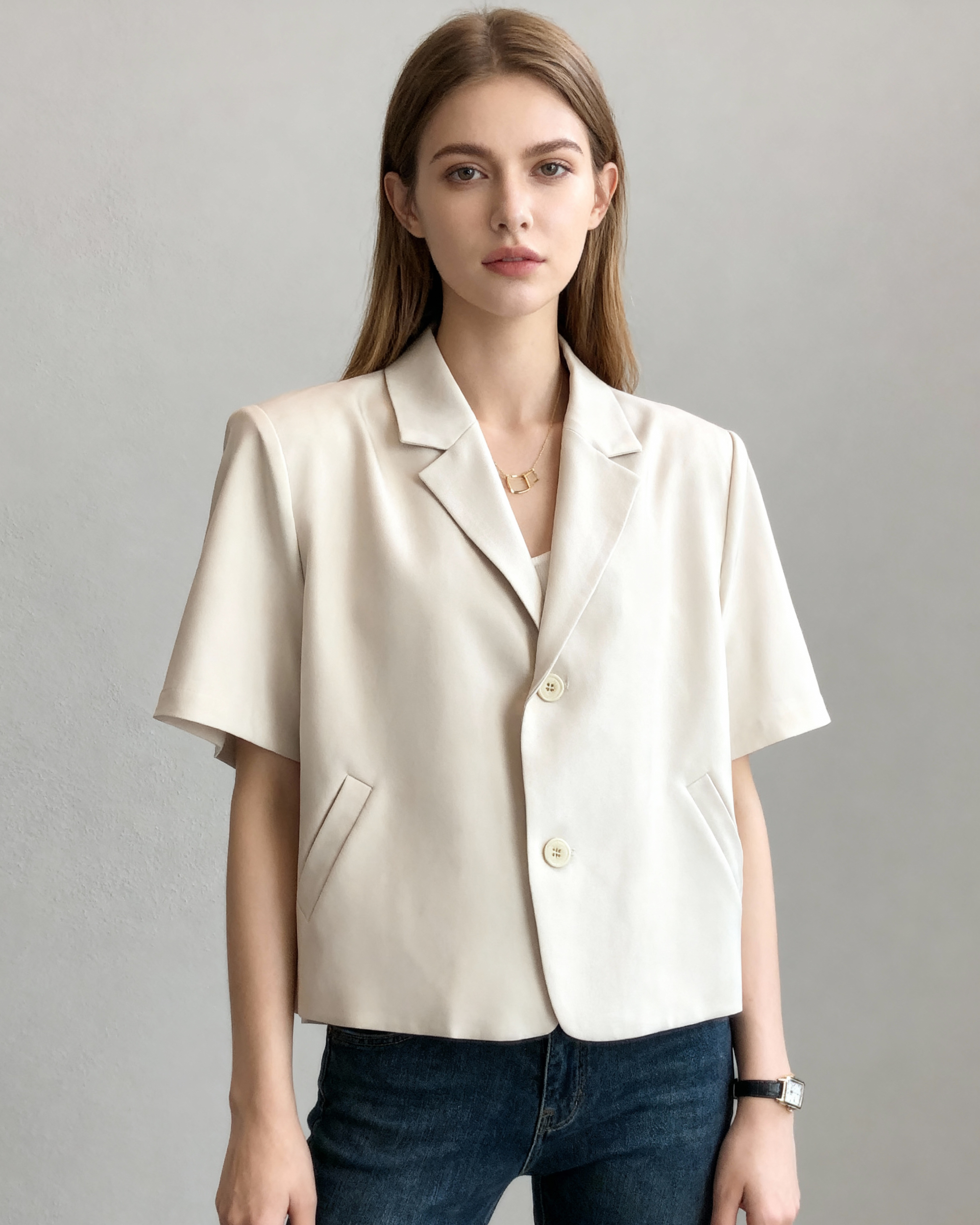 Short Sleeve Blazer Jacket