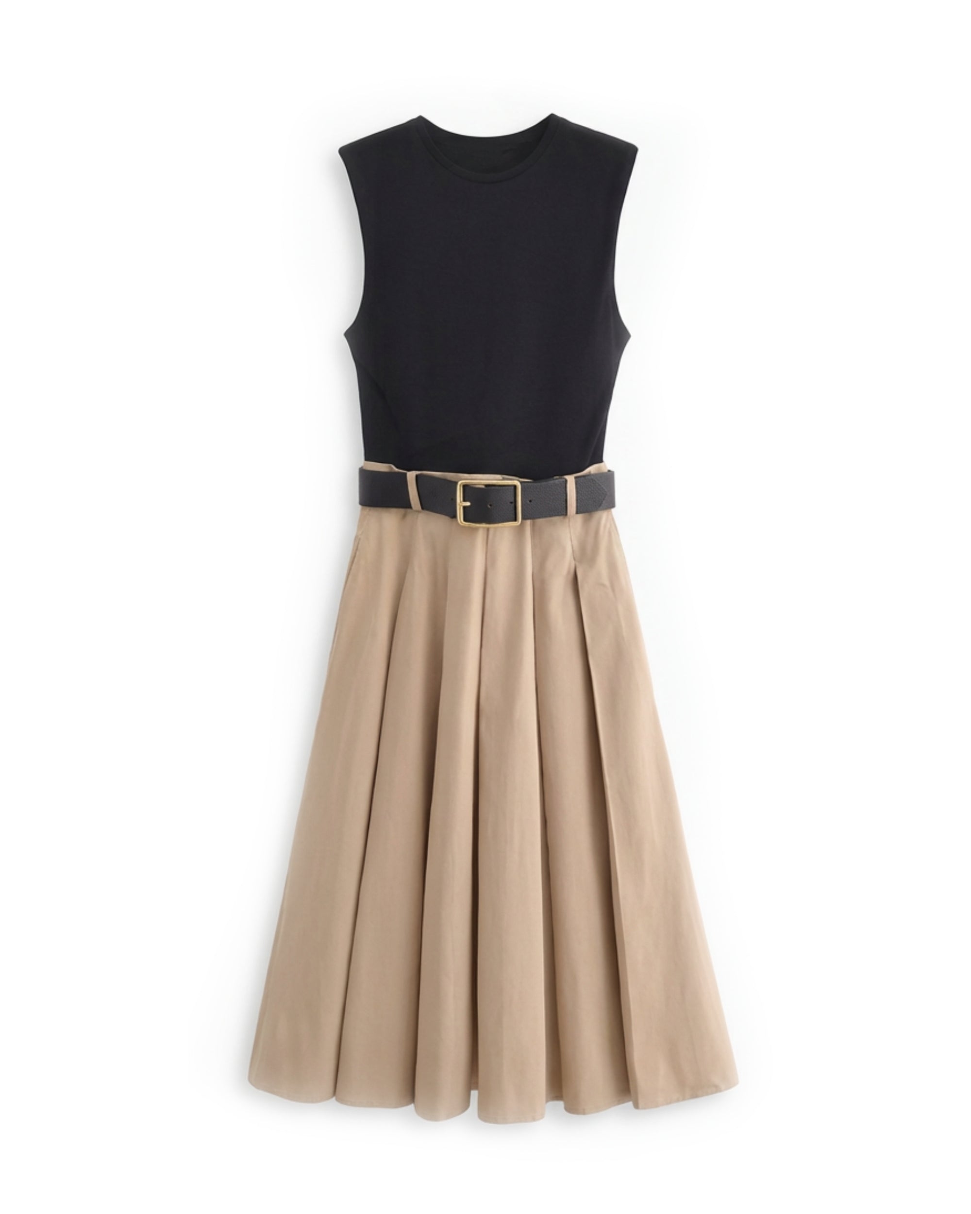 Sleeveless Pleated Midi Dress